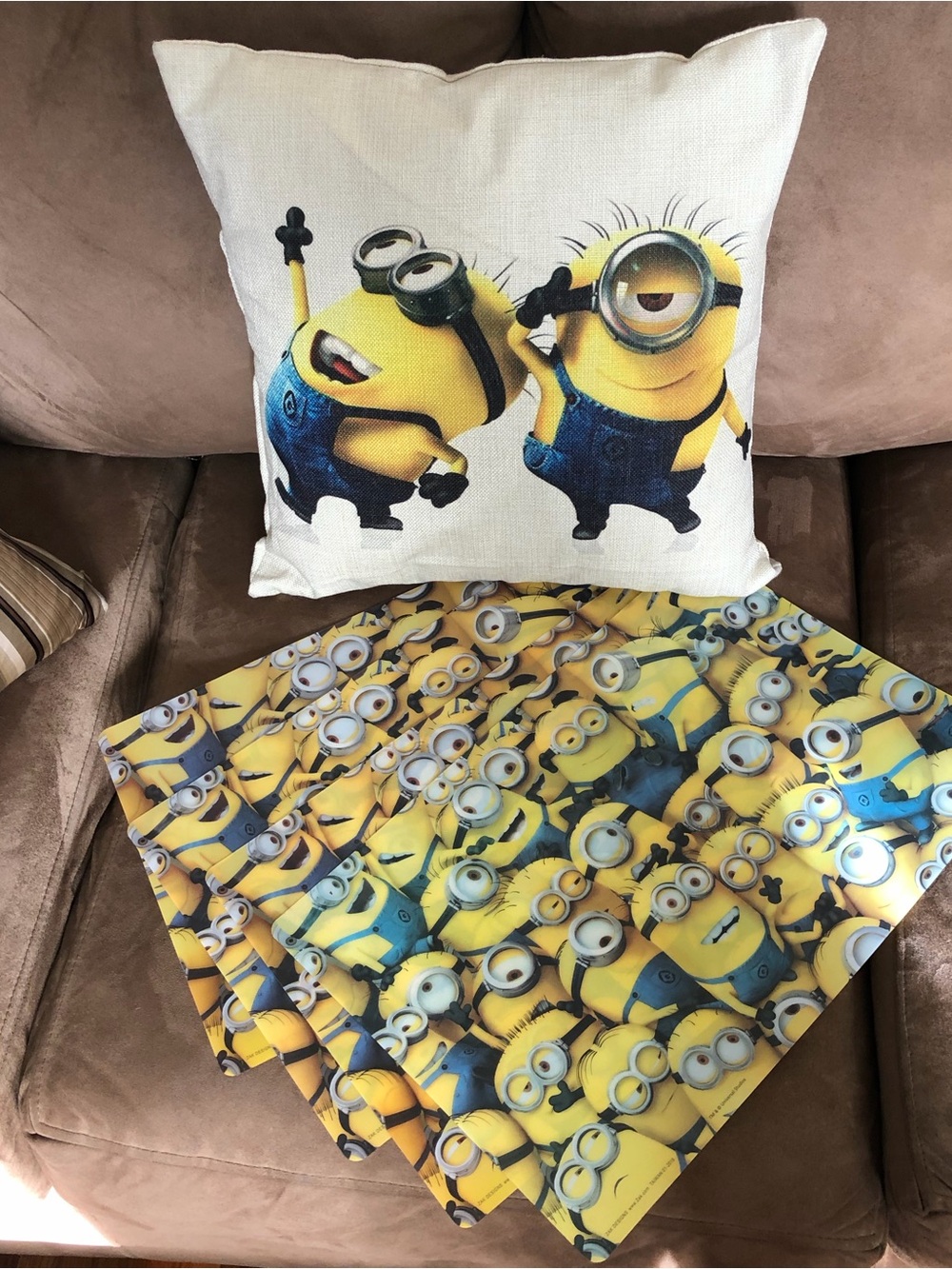 ‘Despicable Me’ Minions 16" Plush Pillow Square & 4 Plastic Coated Placemats